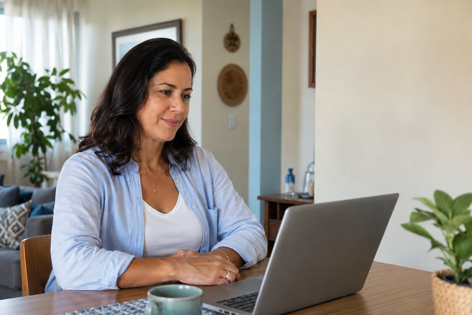 Paciente realizando consulta médica online em casa